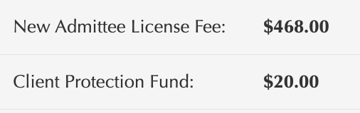 New Admittee License Fee 与 Client Protection Fund 费用示例